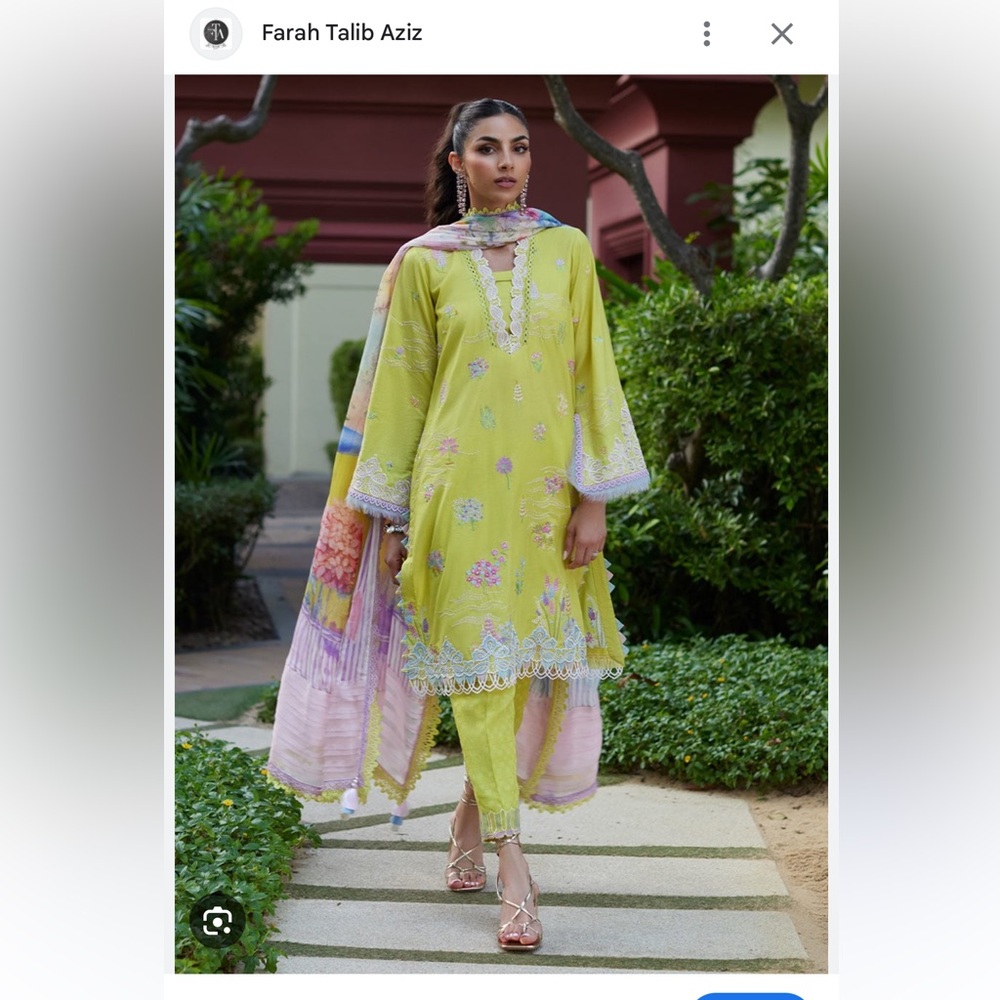Farah Talib Aziz Yellow Lawn Dress S